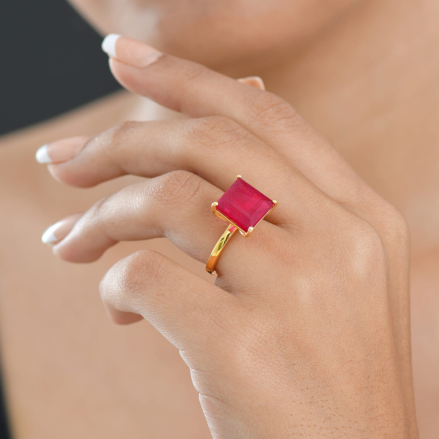D'Joy African Ruby Solitaire Ring in 18K Vermeil Yellow Gold Plated Sterling Silver 10.27 Ct. V32514322 3