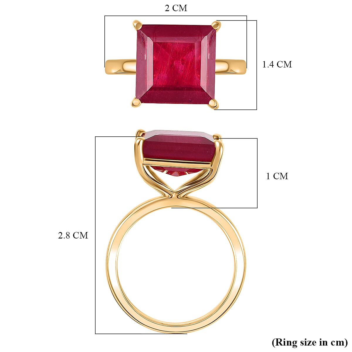 D'Joy African Ruby Solitaire Ring in 18K Vermeil Yellow Gold Plated Sterling Silver 10.27 Ct. V32514322 6