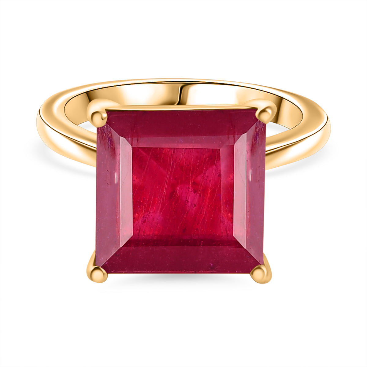 D'Joy African Ruby Solitaire Ring in 18K Vermeil Yellow Gold Plated Sterling Silver 10.27 Ct. V32528724 0