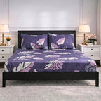 Livmore Set of 3 Printed Micro Fitted Sheets With 2 x Pillow Cases For Double Bed (Size 140x190x30Cm) - Light Purple & Multicolour_8324246_1