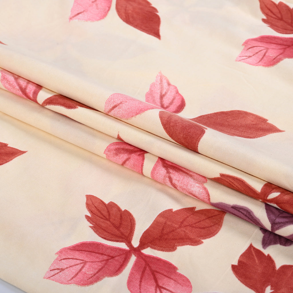 Livmore Set of 3 Printed Micro Fitted Sheets With 2 x Pillow Cases For Double Bed (Size 140x190x30Cm) - Cream & Rose Pink_8324249_6