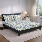 Livmore Set of 3 Printed Micro Fitted Sheets With 2 x Pillow Cases For Double Bed (Size 140x190x30Cm) - Blue White & Multicolour_8324253