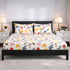 Livmore Set of 3 Printed Micro Fitted Sheets With 2 x Pillow Cases King Bed (Size 150x200x30 Cm) - White, Yellow & Multicolour_8324260_1