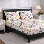 Livmore Set of 3 Printed Micro Fitted Sheets With 2 x Pillow Cases King Bed (Size 150x200x30 Cm) - White, Yellow & Multicolour_8324260_2