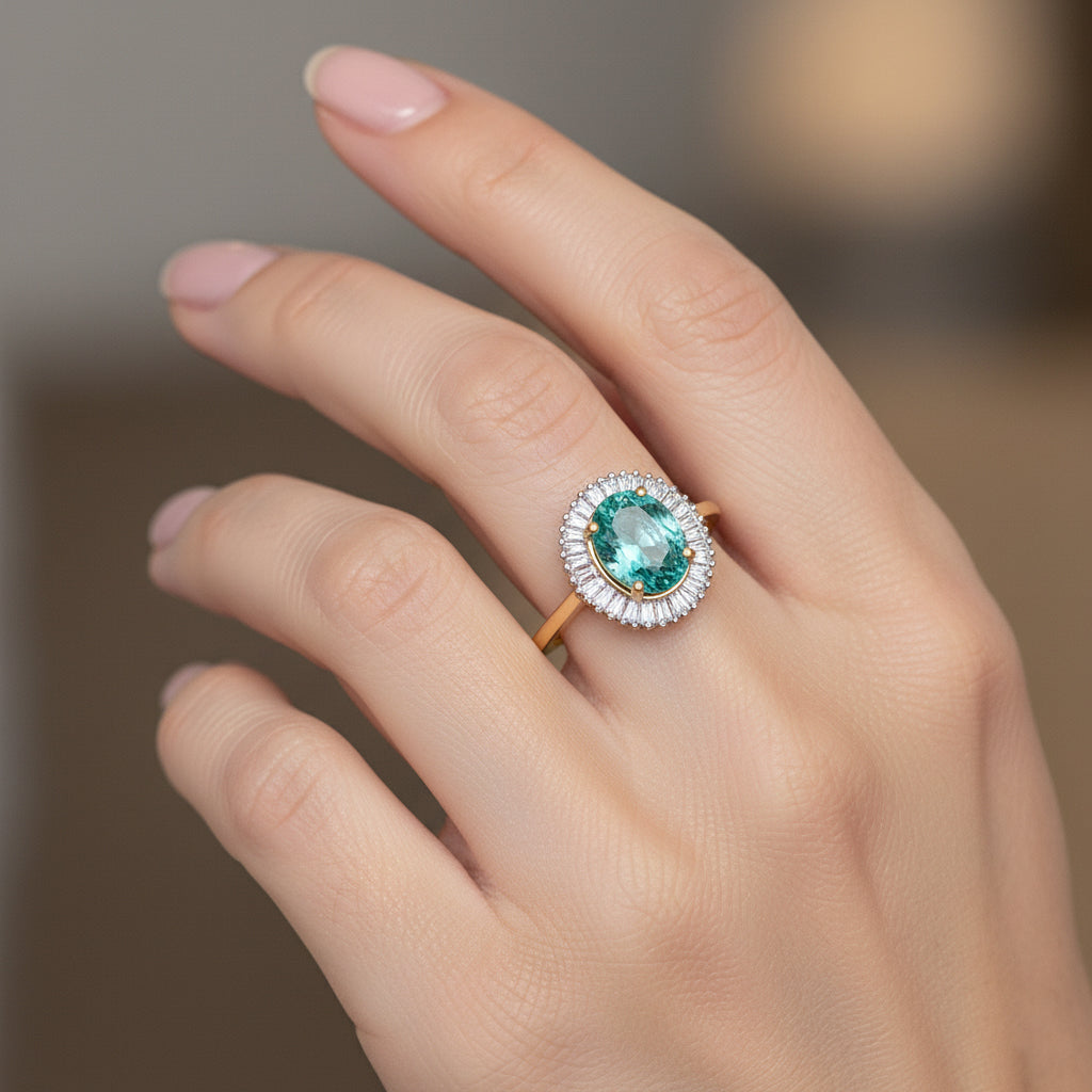 PICK OF THE SHOW - 9K Yellow Gold AAA Gemfields Zambian Emerald & Natural White Diamond Halo Ring 1.32 Ct._8324272_2