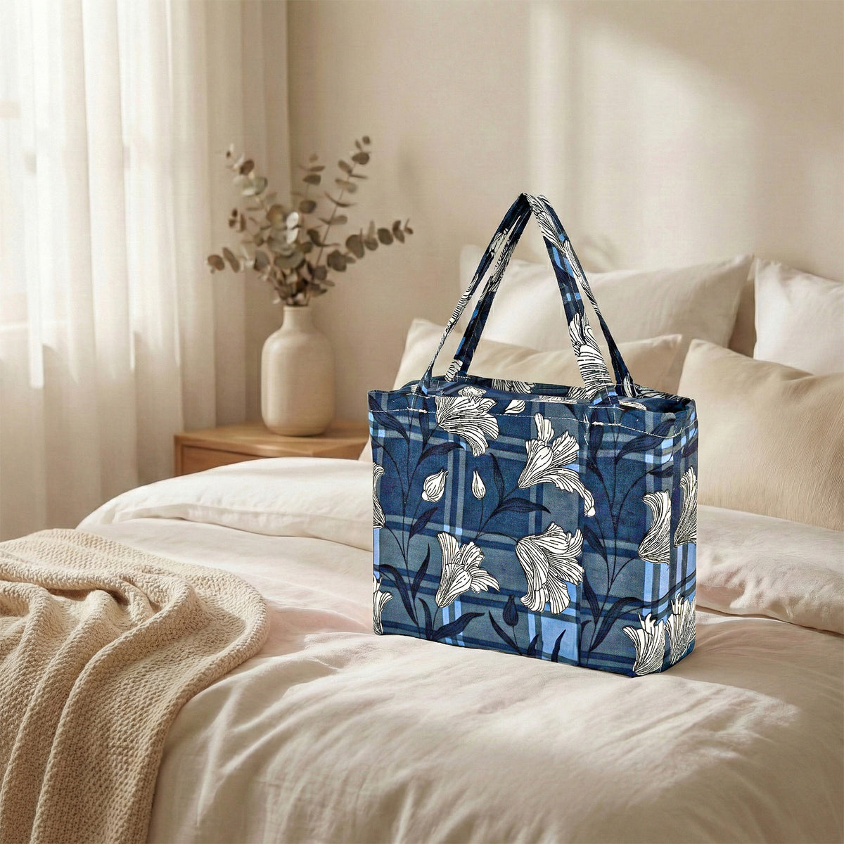 Livmore 4-Piece Floral Print Bedding Set - inc. Duvet Cover, Deep Fitted Sheet &amp; 2 Pillowcases (Double, 200x200cm) - Navy 8324302 5