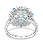 D'Joy Paraiba Moonstone, White Zircon & Neon Apatite Halo Ring in Rhodium Overlay Sterling Silver 4.77 Ct._8324650_4