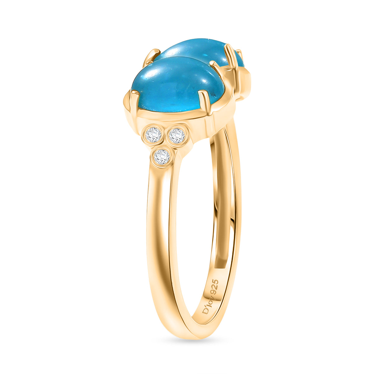D'Joy Paraiba Moonstone &amp; White Zircon Ring in 18K Yellow Gold Plated Sterling Silver 2.81 Ct. 8324789 4