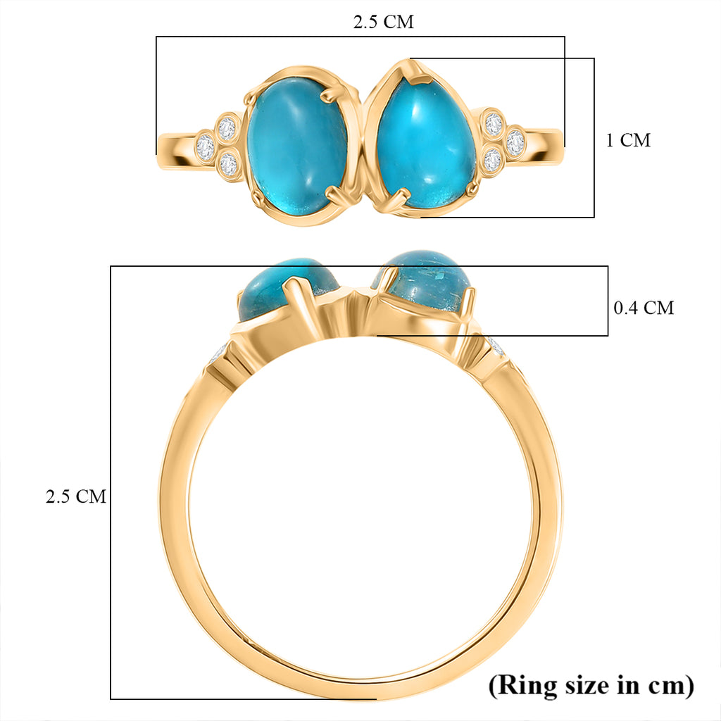 D'Joy Paraiba Moonstone & White Zircon Ring in 18K Yellow Gold Plated Sterling Silver 2.81 Ct._8324789_5