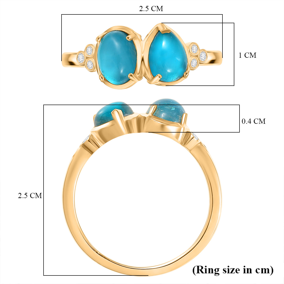D'Joy Paraiba Moonstone &amp; White Zircon Ring in 18K Yellow Gold Plated Sterling Silver 2.81 Ct. 8324789 6
