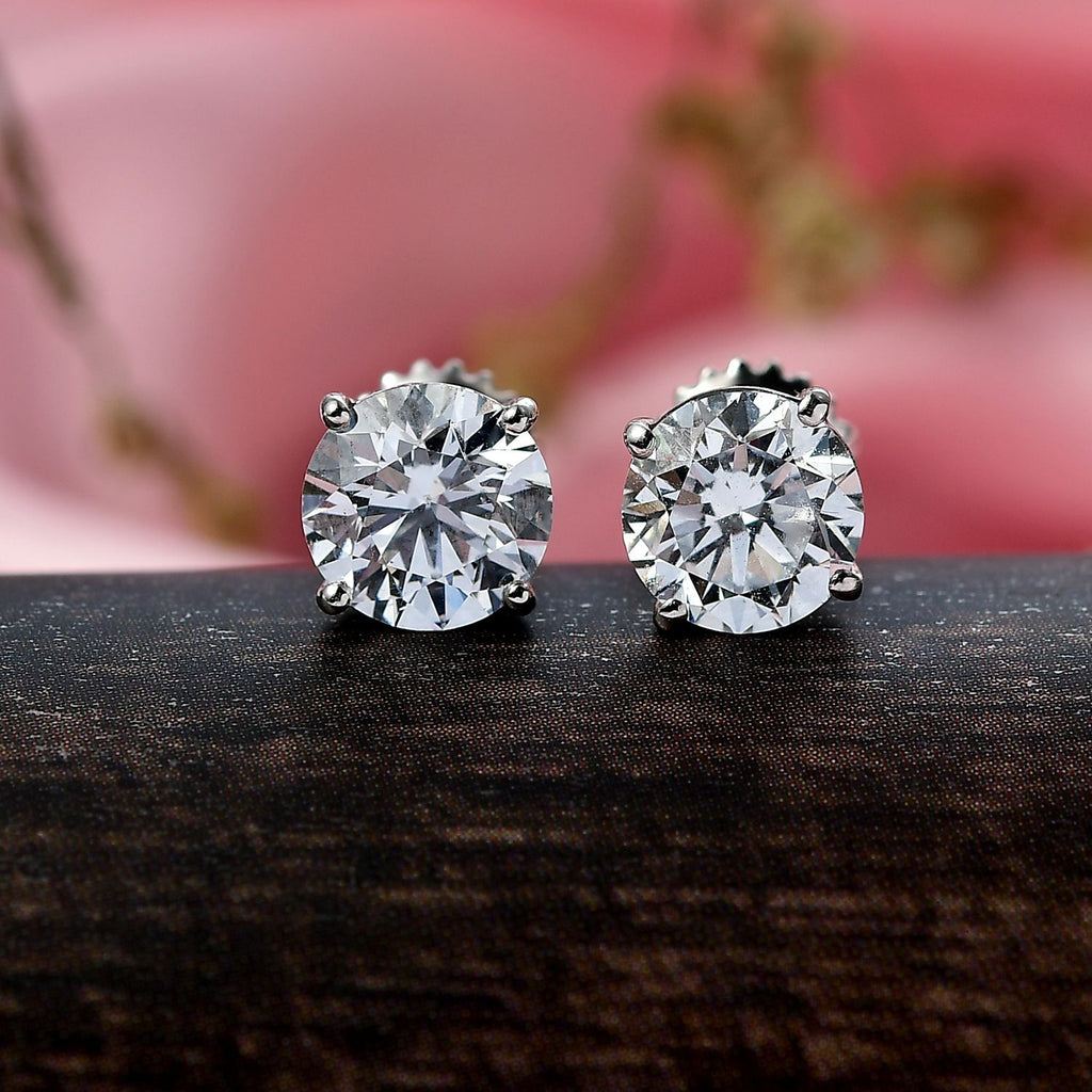 Luxuriant 950 Platinum SGL Certified Lab Grown Diamond (VS/EF) Stud Earrings with Screw Back 3.06 Ct._8324790_1