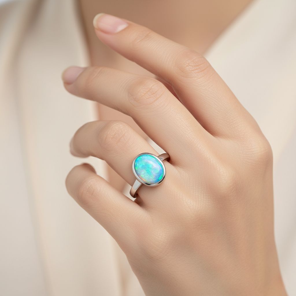 D'Joy Ethiopian Opal Ring in Rhodium Overlay Sterling Silver 1.65 Ct._8324846_2