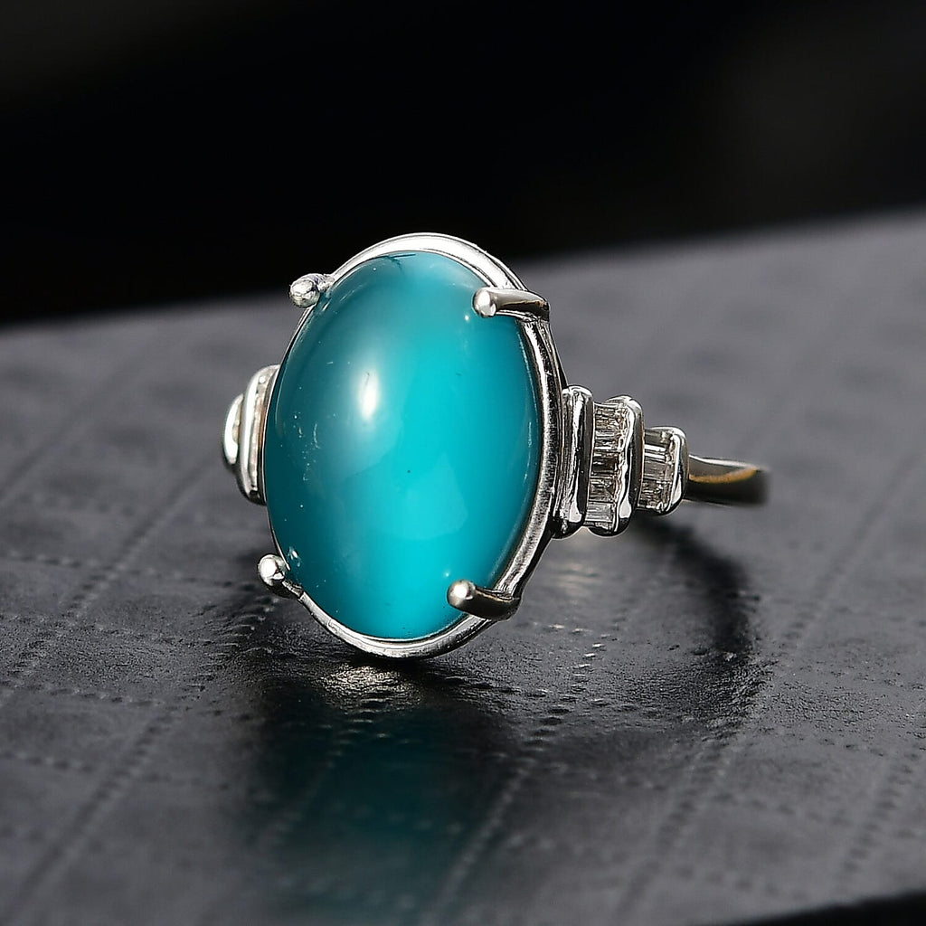 D'Joy Paraiba Moonstone & Natural Diamond  Ring in Rhodium Overlay Sterling Silver 6.53 Ct._8324914_1