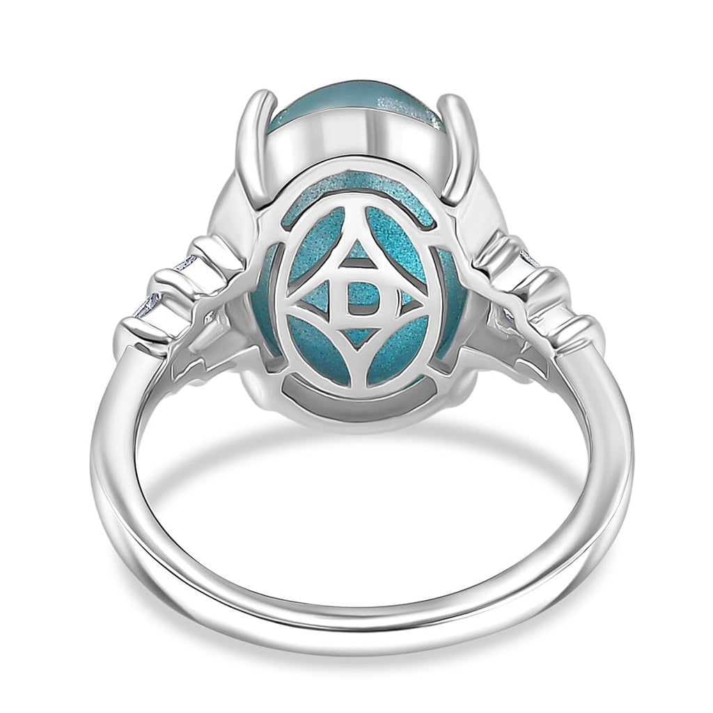 D'Joy Paraiba Moonstone & Natural Diamond  Ring in Rhodium Overlay Sterling Silver 6.53 Ct._8324914_4