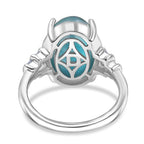 D'Joy Paraiba Moonstone & Natural Diamond  Ring in Rhodium Overlay Sterling Silver 6.53 Ct._8324914_4