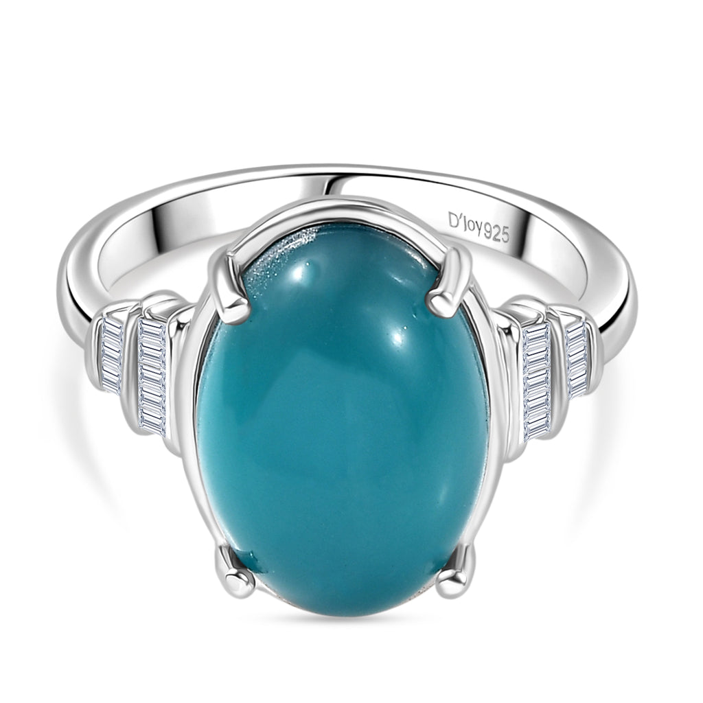 D'Joy Paraiba Moonstone & Natural Diamond Ring in Rhodium Overlay Sterling Silver 6.53 Ct._8324917