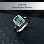 Rhapsody 950 Platinum AAAA Lagoon Tourmaline White Diamond VS Main Stone With Surrounding Stone Ring, Platinum Wt.5.75 Gms  2.130  Ct._8325655_2
