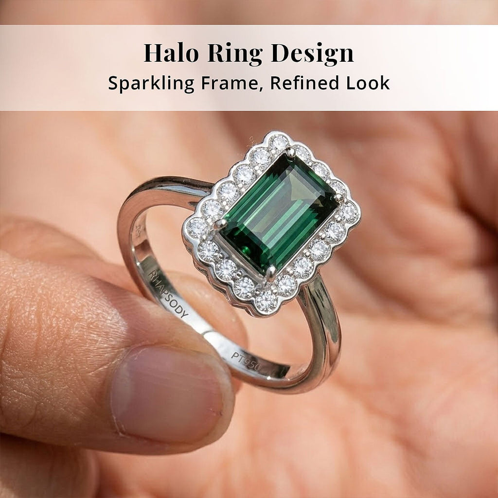 Rhapsody 950 Platinum AAAA Lagoon Tourmaline White Diamond VS Main Stone With Surrounding Stone Ring, Platinum Wt.5.75 Gms  2.130  Ct._8325655_4