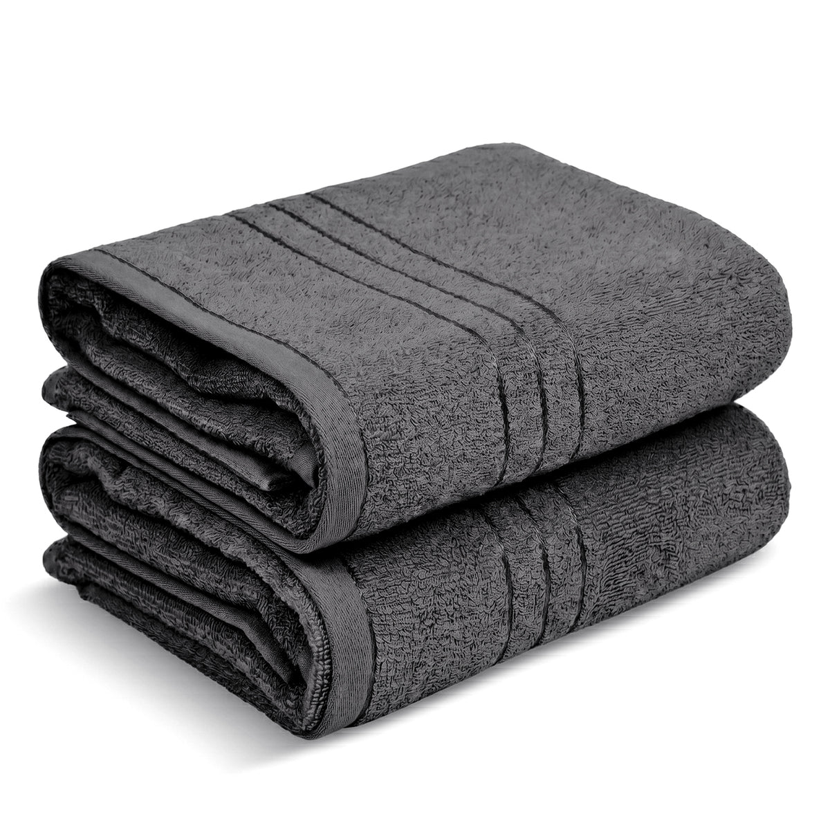 Livmore Set of 2 - Cotton Bath Sheets 550GSM (Size 88x172cm) - Charcoal Grey V32533780 0