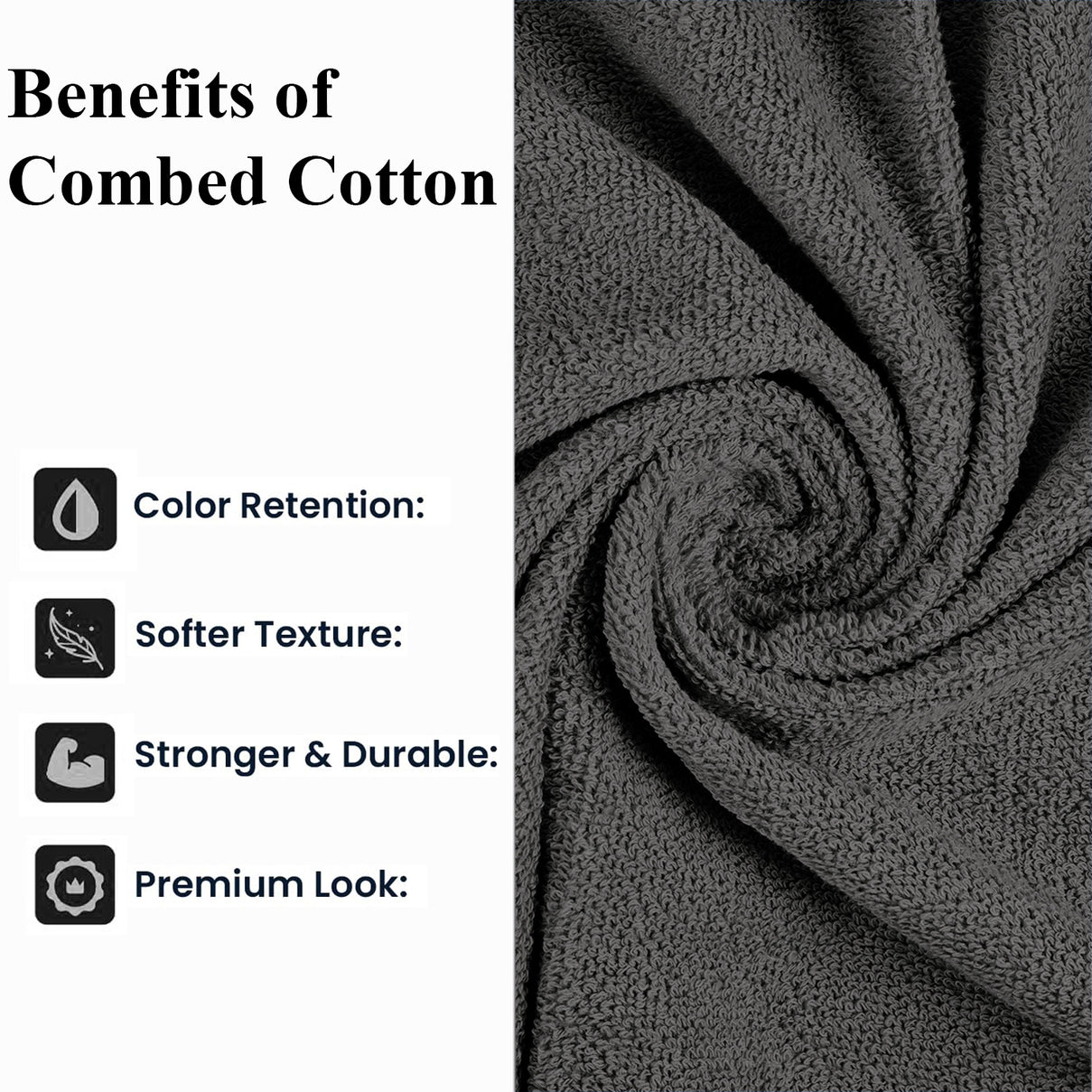 Livmore Set of 2 - Cotton Bath Sheets 550GSM (Size 88x172cm) - Charcoal Grey V32533780 5