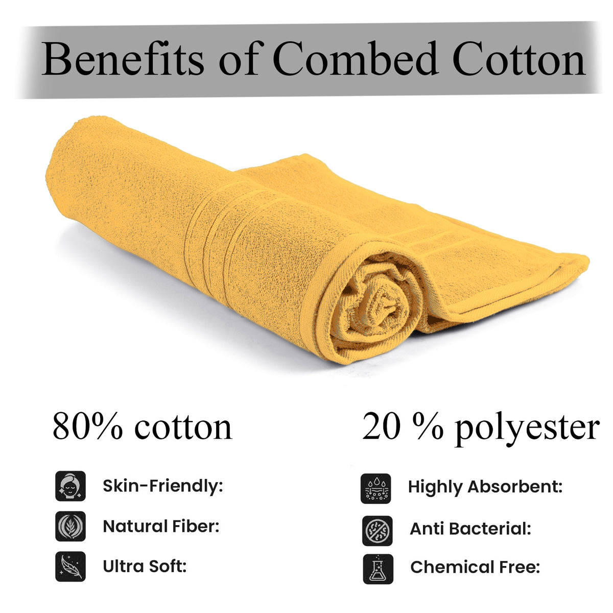 Livmore Set of 2 - Cotton Bath Sheets 550GSM (Size 88x172cm) - Mustard V32529338 3