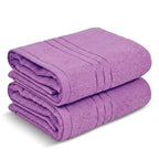 Livmore Set of 2 - Cotton Terry Bath Towel 550GSM (Size 88x172cm) - Purple_8326087