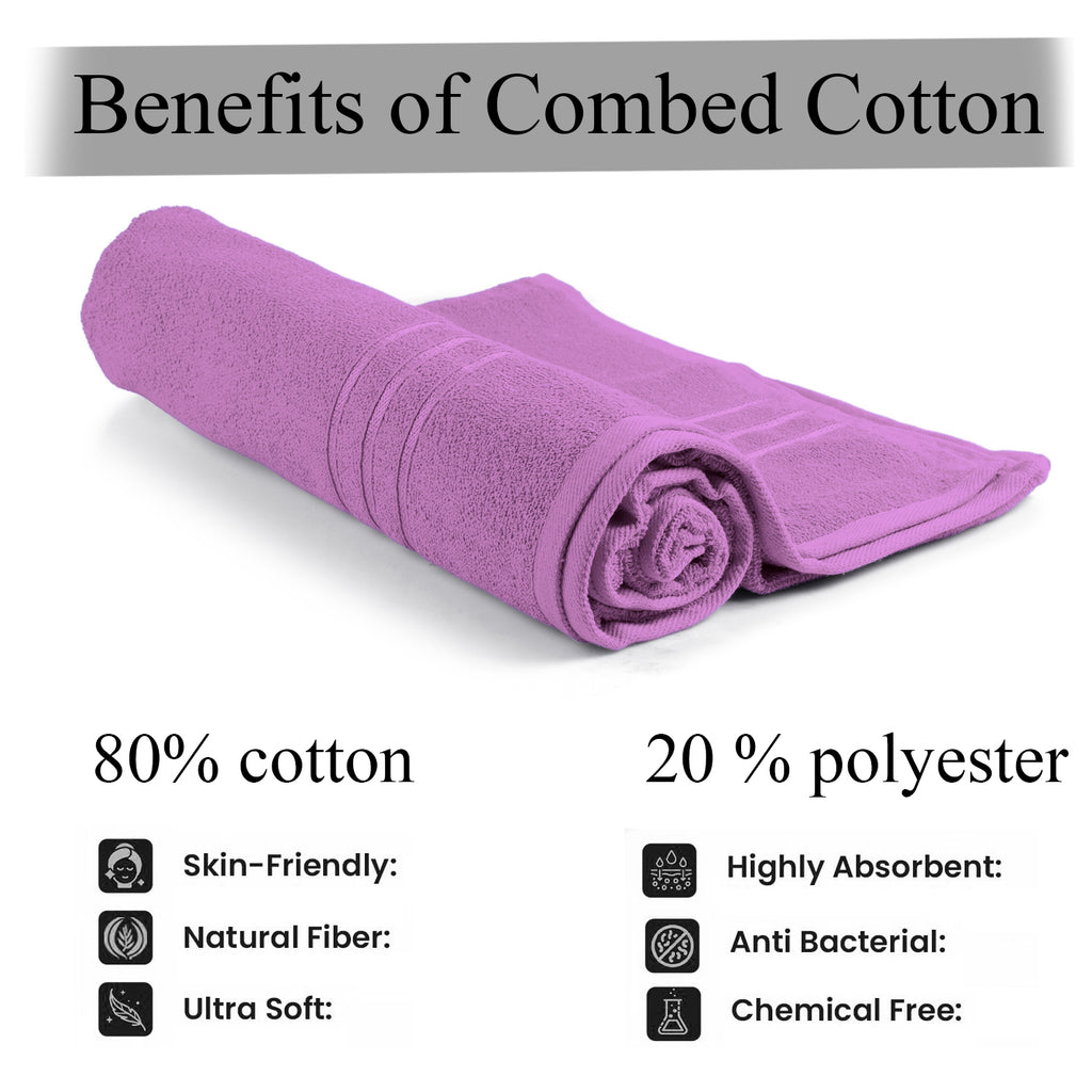 Livmore Set of 2 - Cotton Terry Bath Towel 550GSM (Size 88x172cm) - Purple_8326087_3