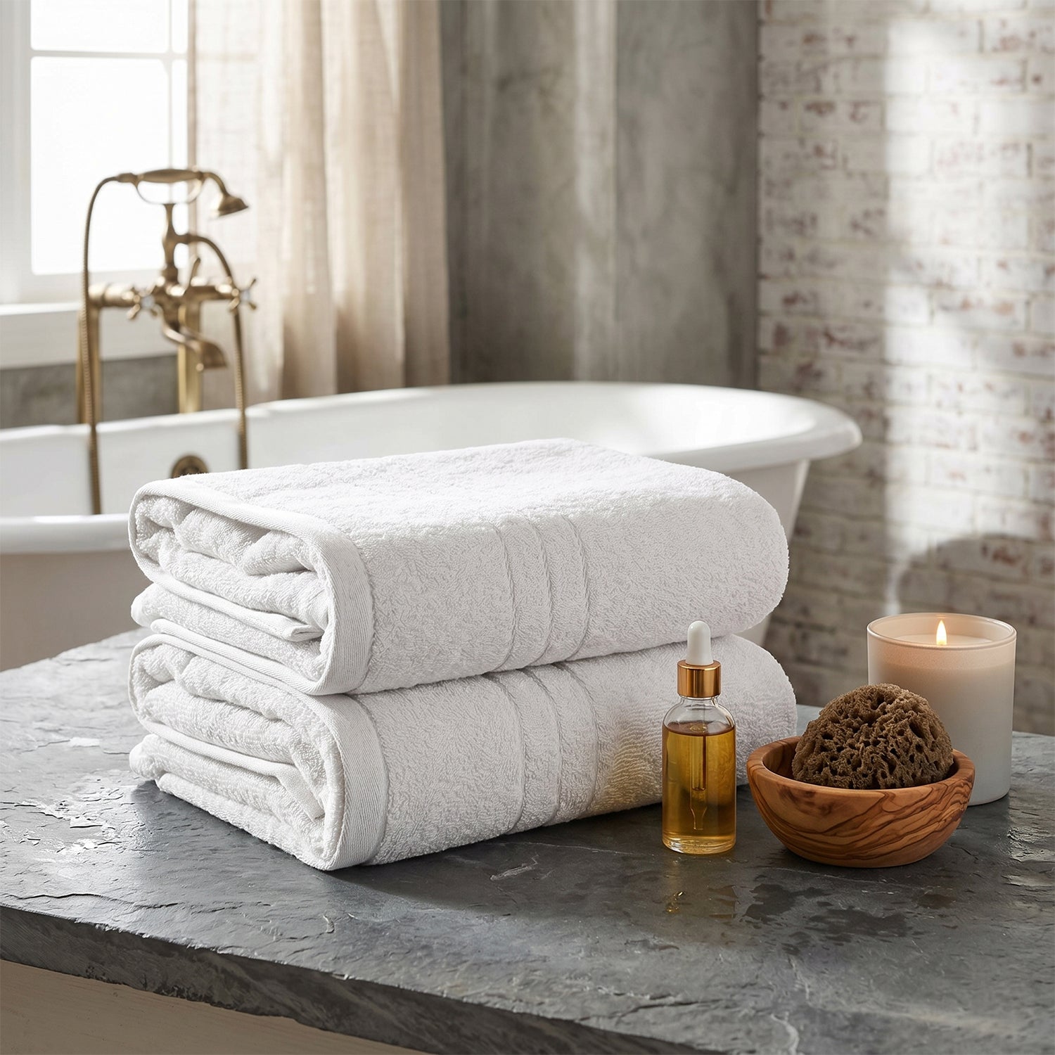Livmore Set of 2 - Cotton Blend Bath Towel (Size 88x172cm) - White 8326088 1