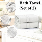 Livmore Set of 2 - Cotton Recycled Terry Bath Towel 550GSM (Size 88x172cm) - White_8326088_2