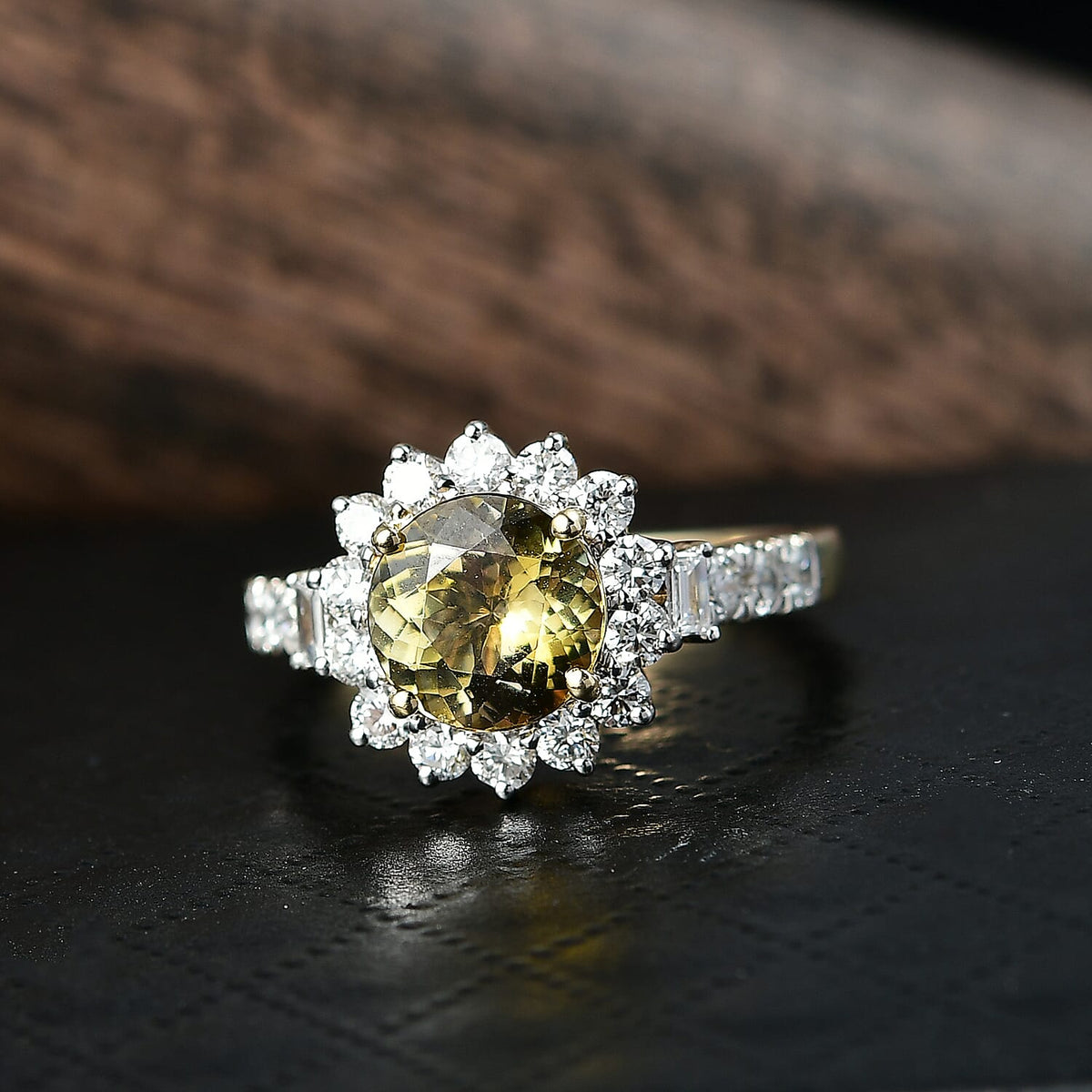 Certified and Appraised LUXURIANT AAA Natural Golden Tanzanite, Lab Grown Diamond GH, SI Main Stone With Surrounding Stone Ring in 10K Yellow Gold, Gold Wt.3.07 Gms  2.834  Ct. 8326098 1