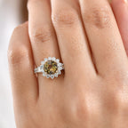 Luxuriant 10K Yellow Gold AAA Natural Golden Tanzanite, Lab Grown Diamond GH, SI Main Stone With Surrounding Stone Ring, Gold Wt.3.07 Gms  2.834  Ct._8326098_2