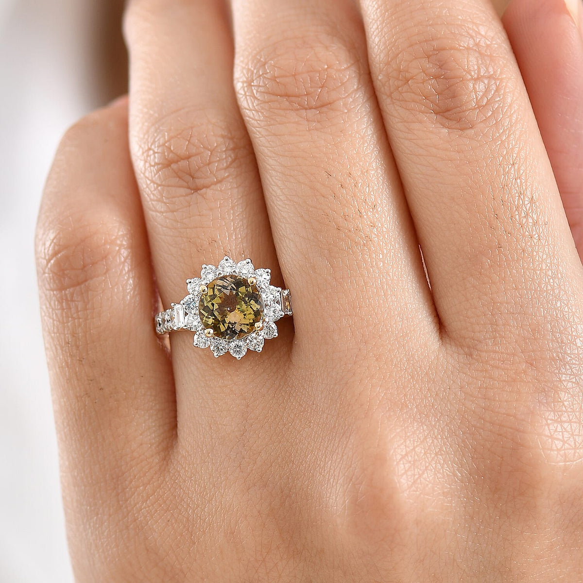 Certified and Appraised LUXURIANT AAA Natural Golden Tanzanite, Lab Grown Diamond GH, SI Main Stone With Surrounding Stone Ring in 10K Yellow Gold, Gold Wt.3.07 Gms  2.834  Ct. 8326098 2
