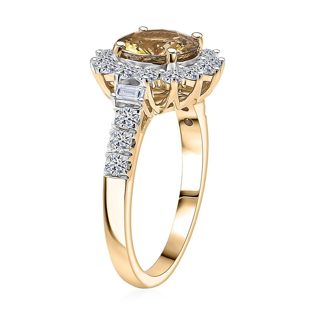 Luxuriant 10K Yellow Gold AAA Natural Golden Tanzanite, Lab Grown Diamond GH, SI Main Stone With Surrounding Stone Ring, Gold Wt.3.07 Gms  2.834  Ct._8326098_3