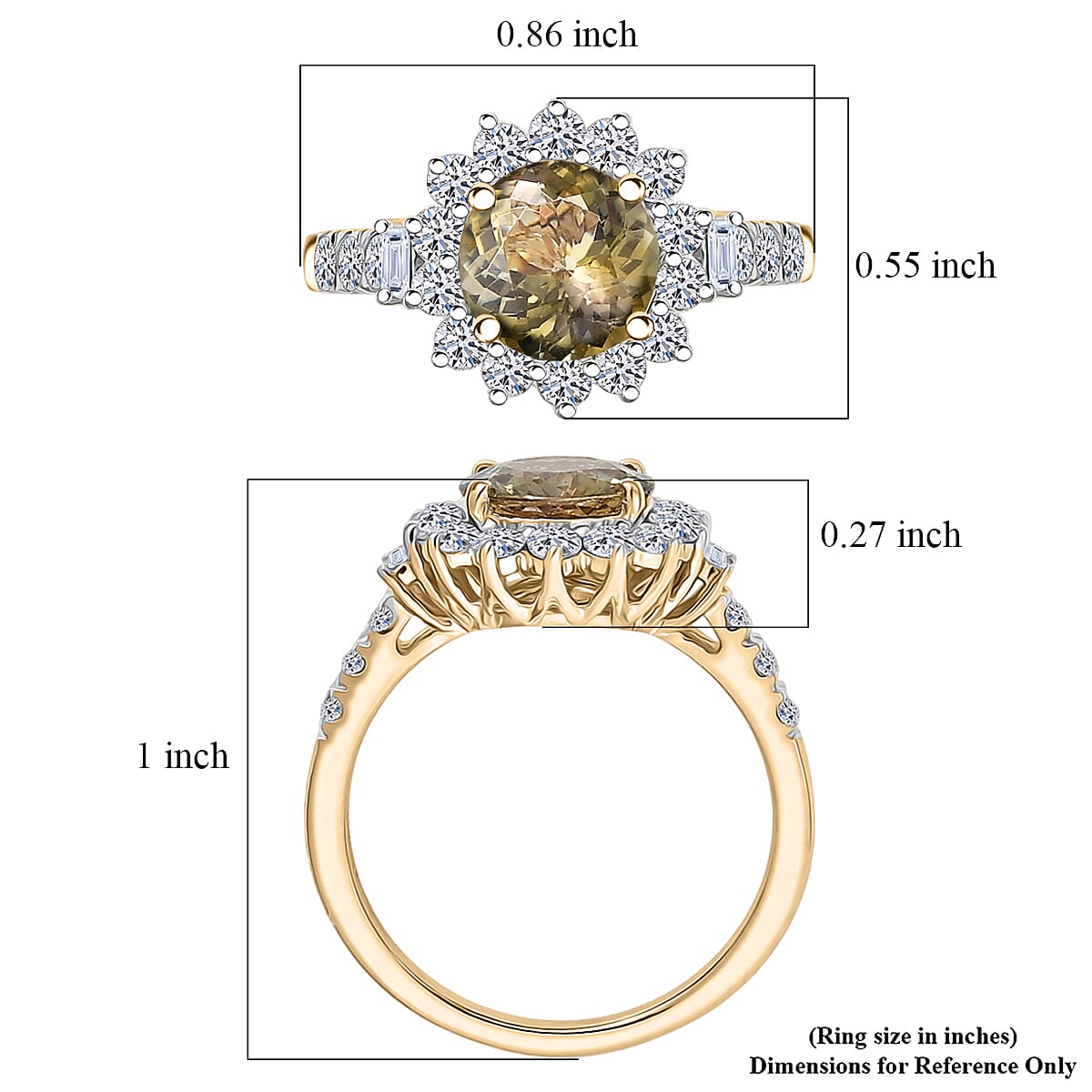 Certified and Appraised LUXURIANT AAA Natural Golden Tanzanite, Lab Grown Diamond GH, SI Main Stone With Surrounding Stone Ring in 10K Yellow Gold, Gold Wt.3.07 Gms  2.834  Ct. 8326098 5