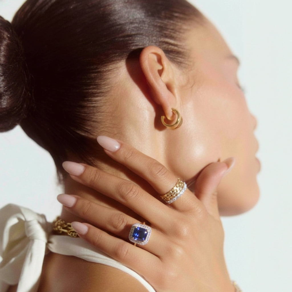 Royal Asscher Cut Collection - Rhapsody 950 Platinum AAAA Tanzanite (2.75 Ct.) and Natural Diamond (VS/EF) Halo Ring 3.06 Ct, Platinum Wt. 5.65 Gms_8326623_1