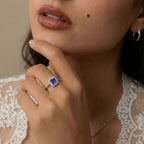 Royal Asscher Cut Collection - Rhapsody 950 Platinum AAAA Tanzanite (2.75 Ct.) and Natural Diamond (VS/EF) Halo Ring 3.06 Ct, Platinum Wt. 5.65 Gms_8326623_2