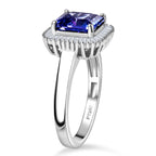 Royal Asscher Cut Collection - Rhapsody 950 Platinum AAAA Tanzanite (2.75 Ct.) and Natural Diamond (VS/EF) Halo Ring 3.06 Ct, Platinum Wt. 5.65 Gms_8326623_4