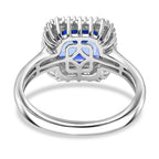 Royal Asscher Cut Collection - Rhapsody 950 Platinum AAAA Tanzanite (2.75 Ct.) and Natural Diamond (VS/EF) Halo Ring 3.06 Ct, Platinum Wt. 5.65 Gms_8326623_5