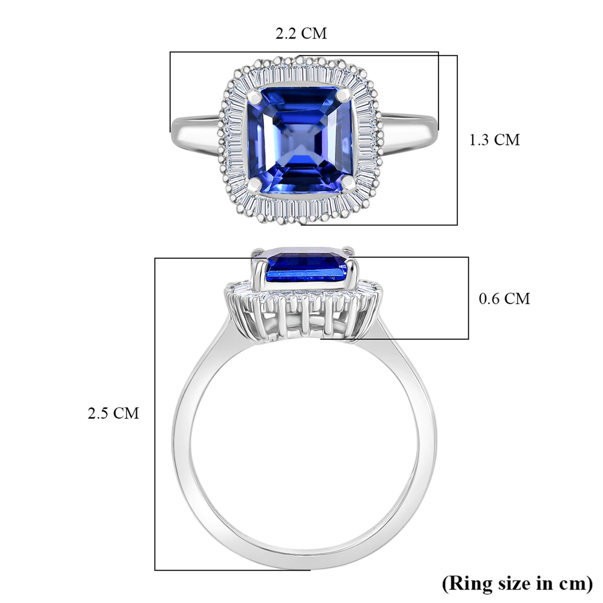 Royal Asscher Cut Collection - Rhapsody 950 Platinum AAAA Tanzanite (2.75 Ct.) and Natural Diamond (VS-EF) Halo Ring 3.06 Ct, Platinum Wt. 5.65 Gms 8326623 7