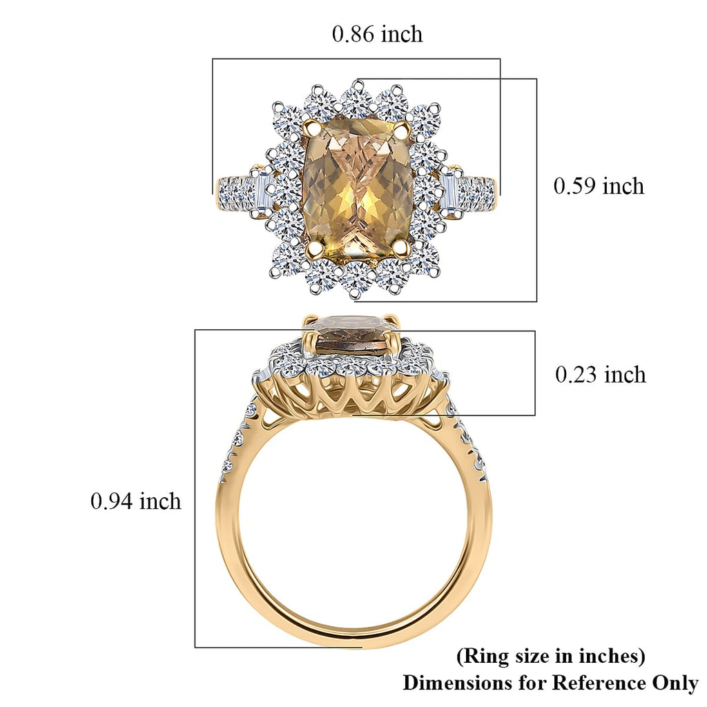 Luxuriant 10K Yellow Gold AAA Natural Golden Tanzanite, Lab Grown Diamond GH, SI Main Stone With Surrounding Stone Ring, Gold Wt.3.04 Gms  3.142  Ct._8326949_5