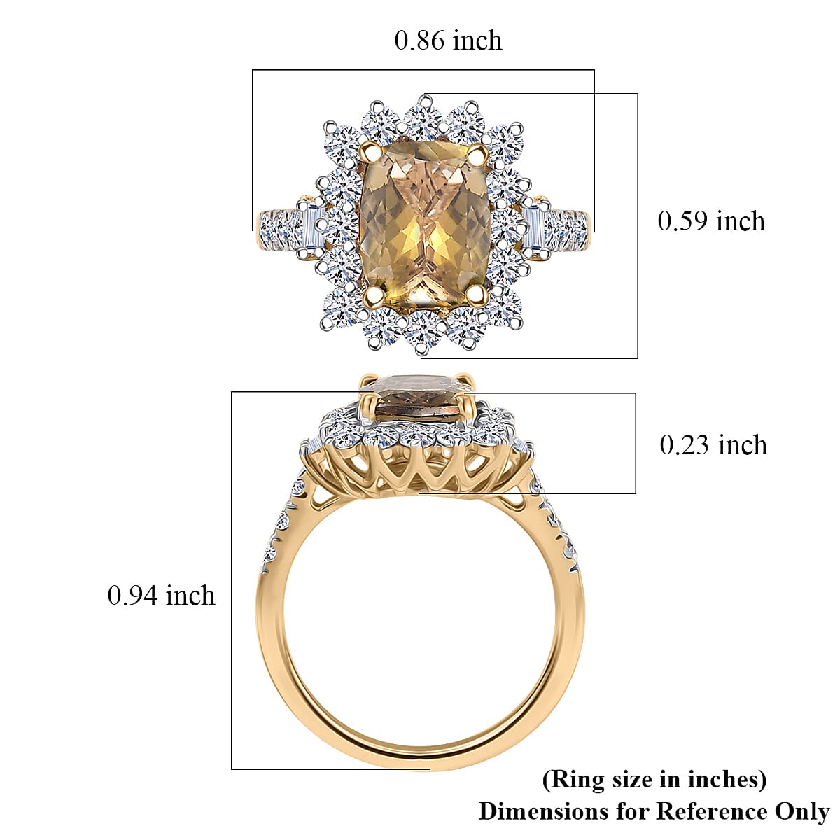 Certified and Appraised LUXURIANT AAA Natural Golden Tanzanite, Lab Grown Diamond GH, SI Main Stone With Surrounding Stone Ring in 10K Yellow Gold, Gold Wt.3.04 Gms  3.142  Ct. 8326949 5