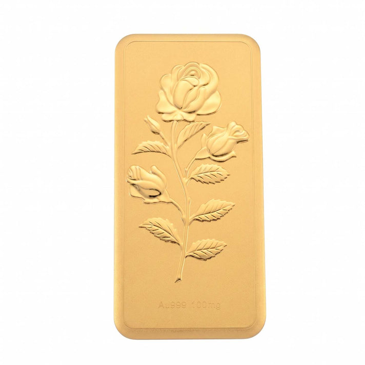 24K Yellow Gold (99.9% Purity) Rose Embossed Collectable (150 x 70 MM) 8328559 1