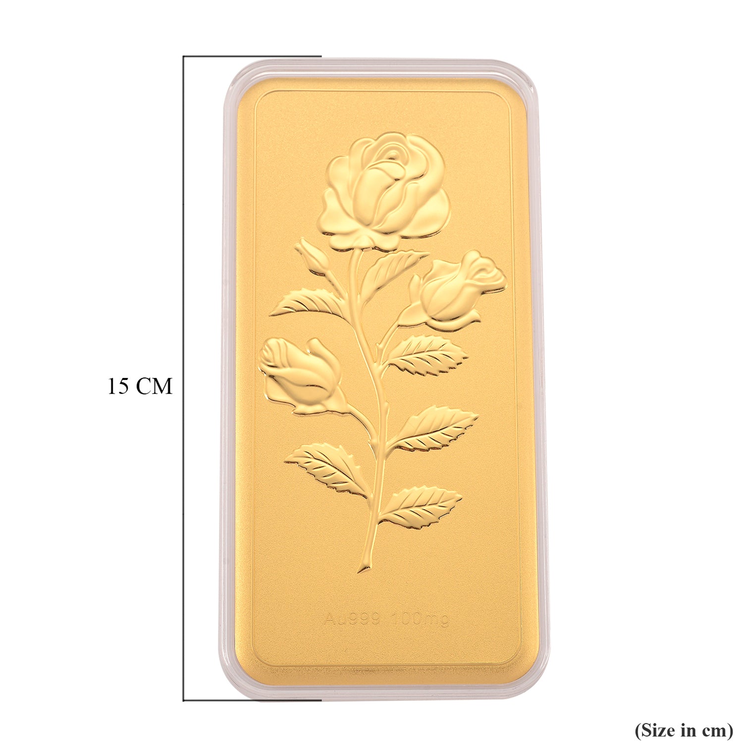 24K Yellow Gold (99.9% Purity) Rose Embossed Collectable (150 x 70 MM) 8328559 6