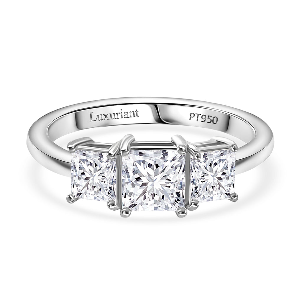 Luxuriant 950 Platinum SGL Certified Lab Grown Diamond (VS/EF) Trilogy Ring 2.00 Ct. 4.00 gram_8329695