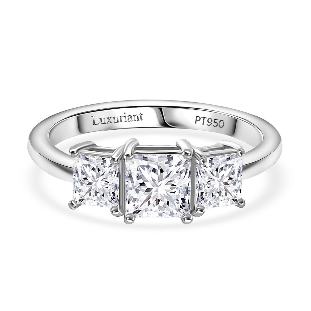 LUXURIANT 2 Ct. Lab Grown Diamond Trilogy Ring in 950 Platinum, SGL Certified 8329695 0