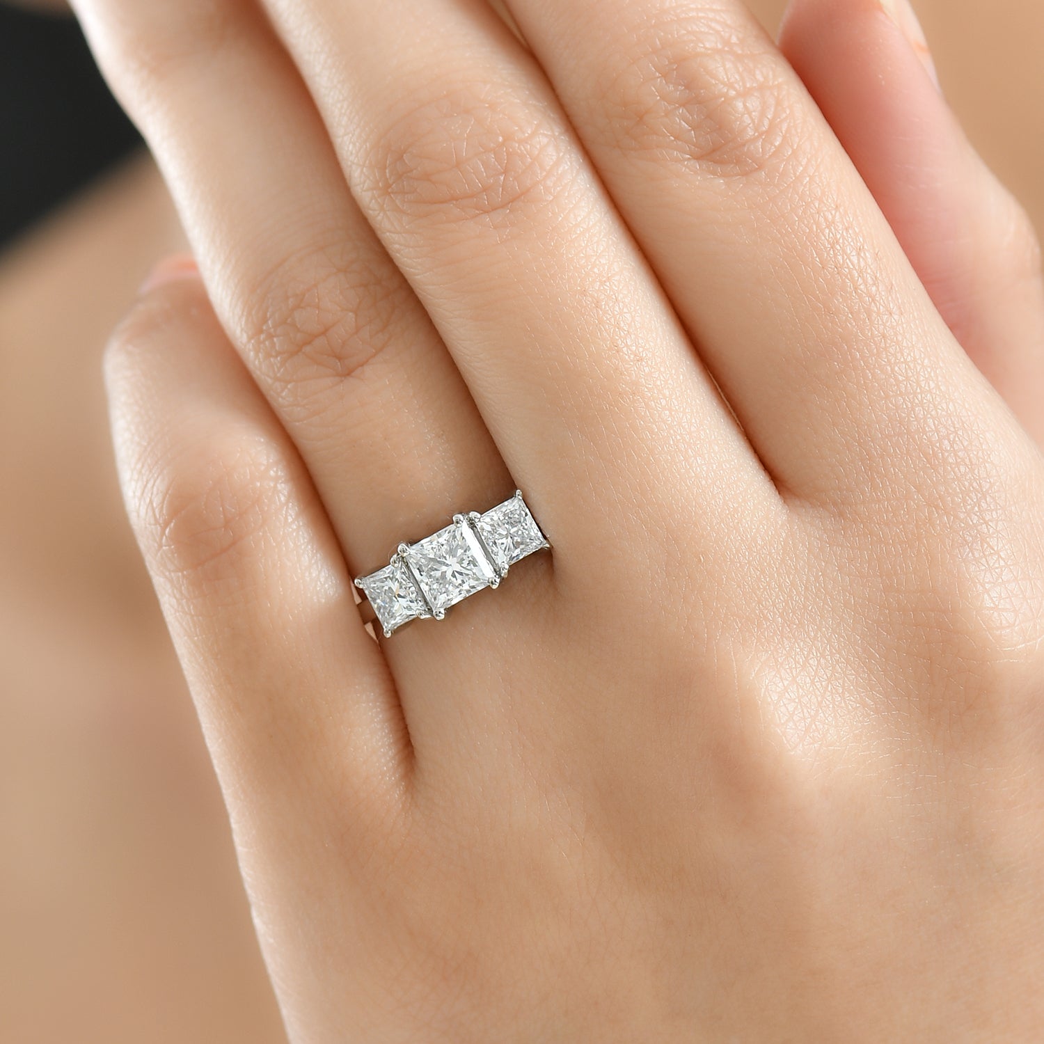 LUXURIANT 2 Ct. Lab Grown Diamond Trilogy Ring in 950 Platinum, SGL Certified 8329695 3
