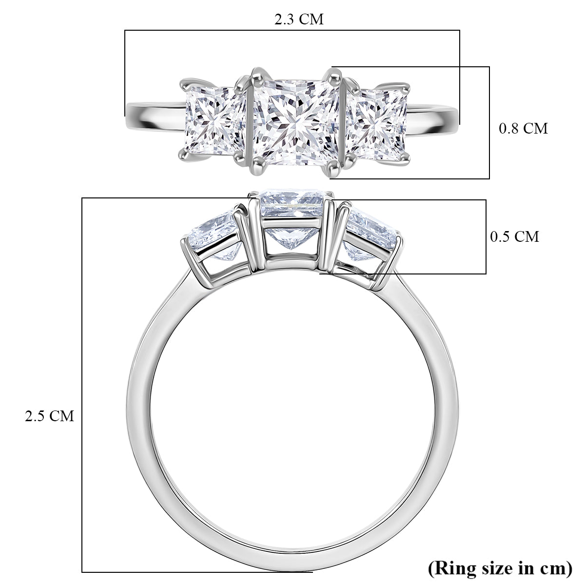 LUXURIANT 2 Ct. Lab Grown Diamond Trilogy Ring in 950 Platinum, SGL Certified 8329695 6