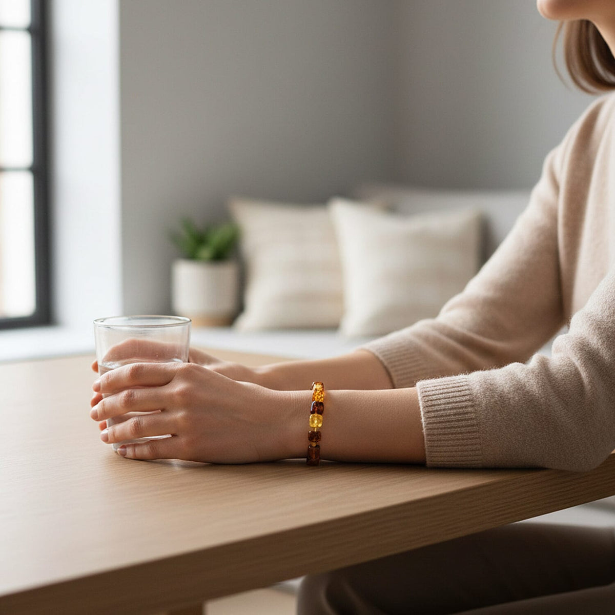 Multi Colour Amber Beads Bracelet (Size - 7.5 Stretchable) 25.00 Ct. 8329704 2
