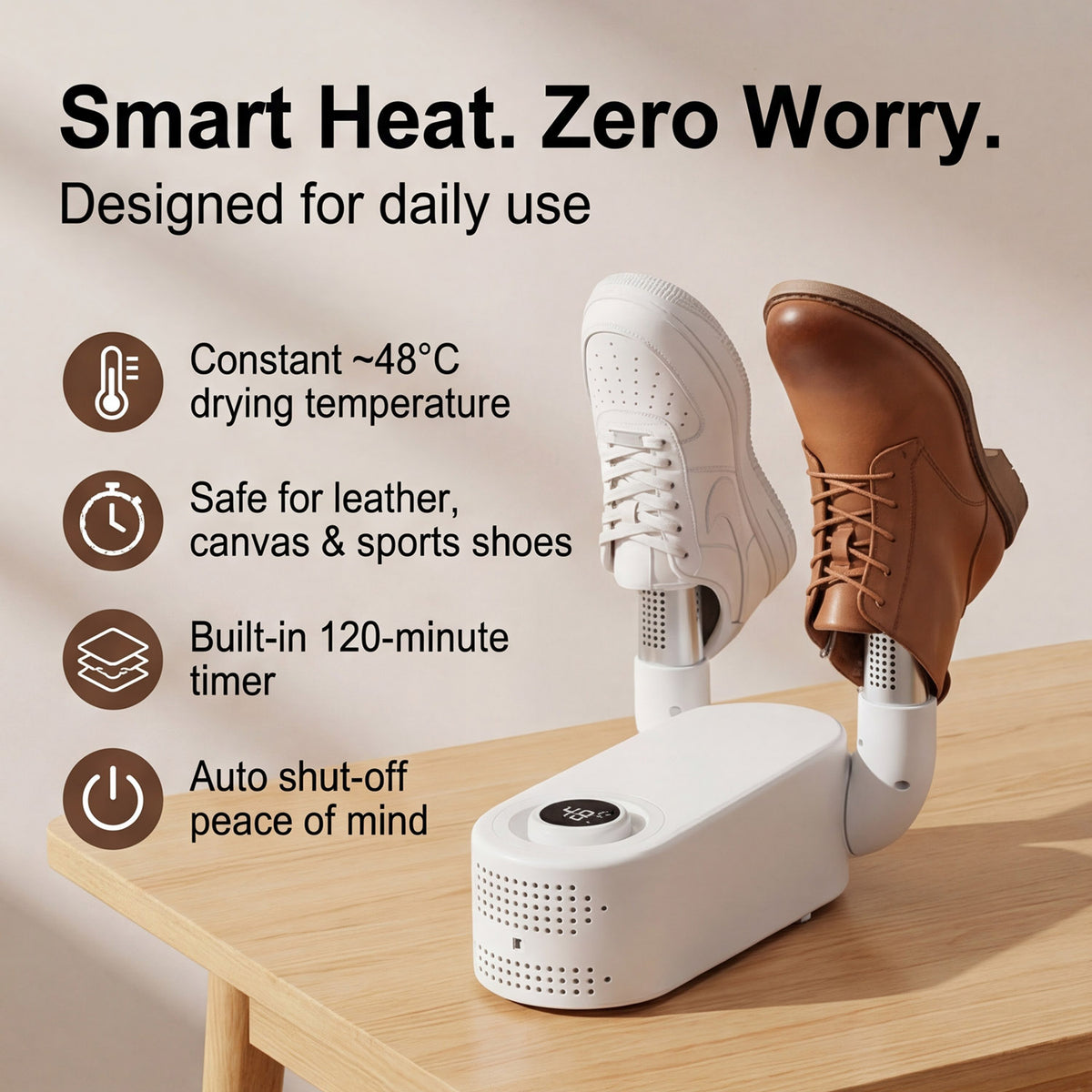 MEGA CLEARANCE DEAL - Electric Shoe-Glove-Boot-Hat Dryer Warmer with Adjustable Rack, Heat Blower and Timer - White V32554058 2