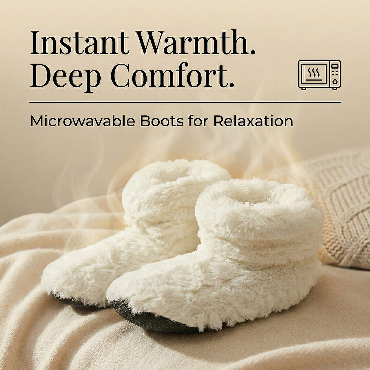 WARMIES Marshmallow Microwavable Luxury Boots (One Size) - Cream V32358970 1